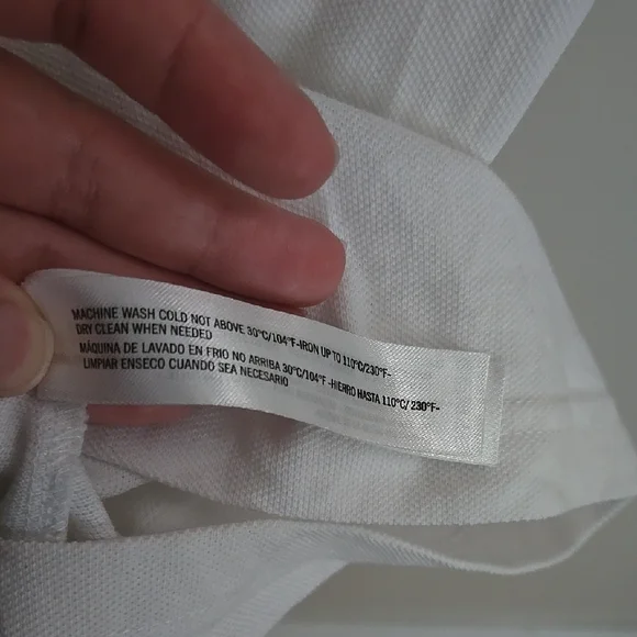 Men's White Short Sleeve Shirt With Red And Blue Stiped Cuffs - Picture 4 of 7